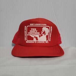 Vintage 80s The Party Centers Liquor Stores snap back trucker cap, size OS red